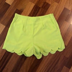 Bright Yellow/Green Scalloped Shorts
